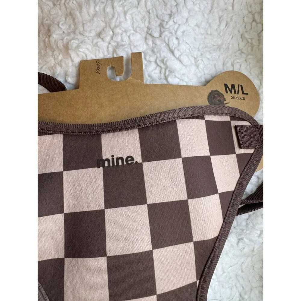 Nordstrom MINE Medium Large 25-65 LB Dog Harness Brown Cream Checkerboard NEW